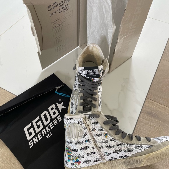 Golden Goose Women's Francy Sequined High Top Sneakers (size 38) - Picture 4 of 14